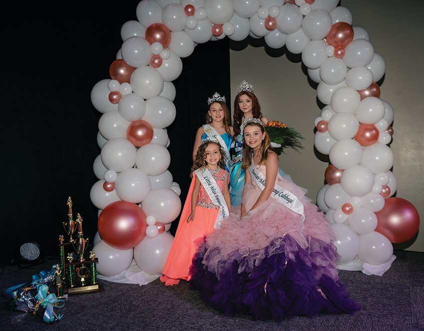 LABELLE – Pictured are (back row0 Swamp Cabbage Princess Jazlyn Tyree and Swamp Cabbage Queen Novie Jo Kohutek; (front row) Little Miss Swamp Cabbage Mya Lynn Bryant and Junior Miss Swamp Cabbage Sadie Pelletier.